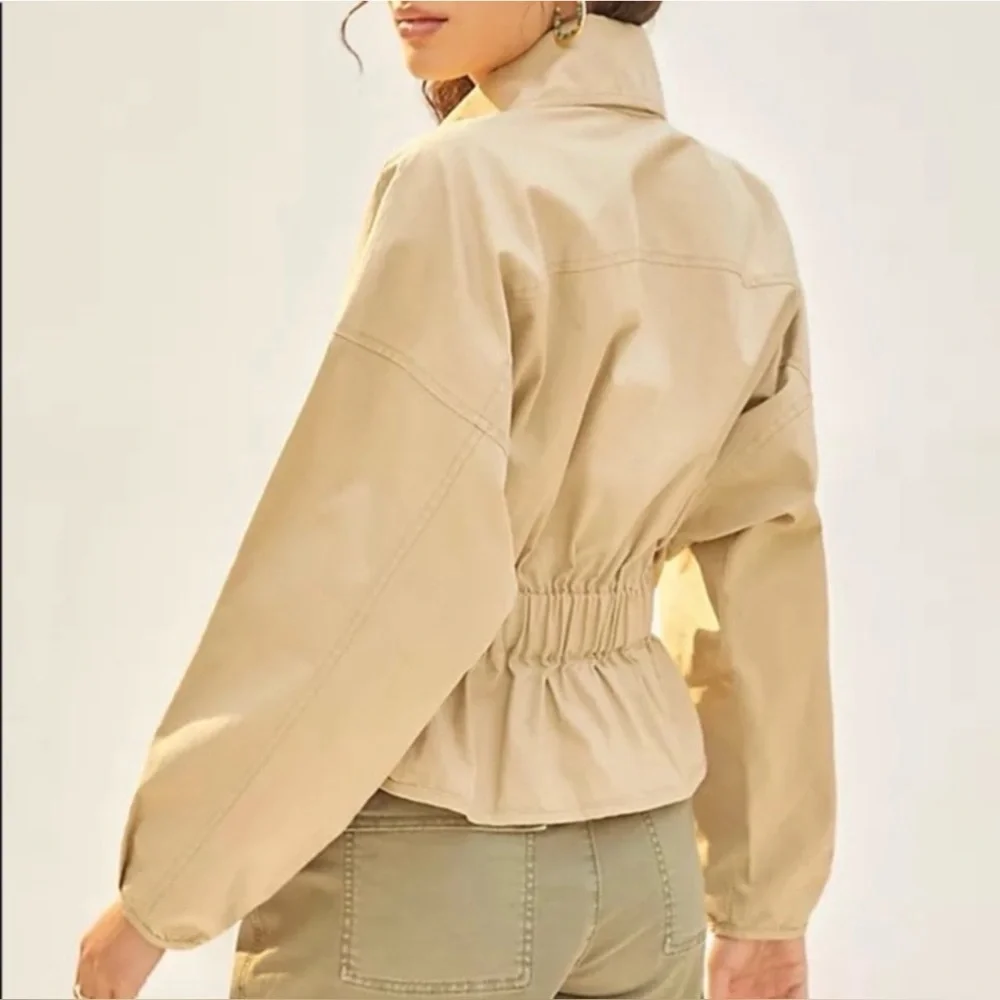 Anthropologie Mare Mare Utility Jacket Size Large Boho Crop Camel Color - Picture 7 of 7